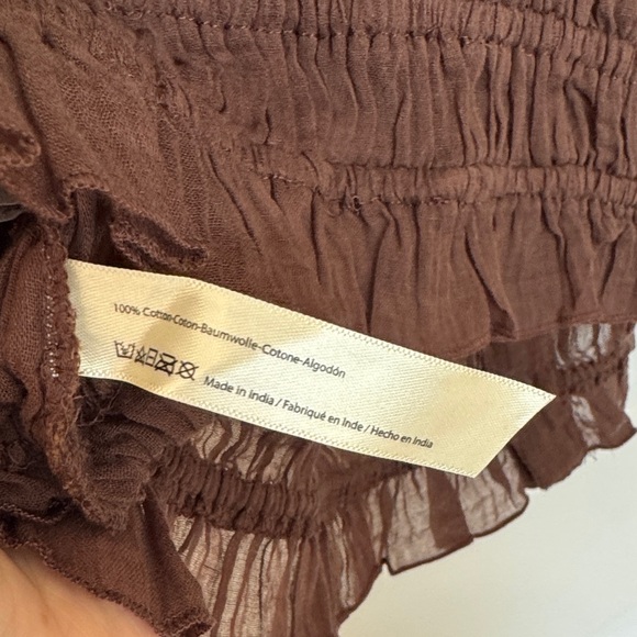 Brown Free People Ruffled Women's Crop Top - Picture 8 of 8